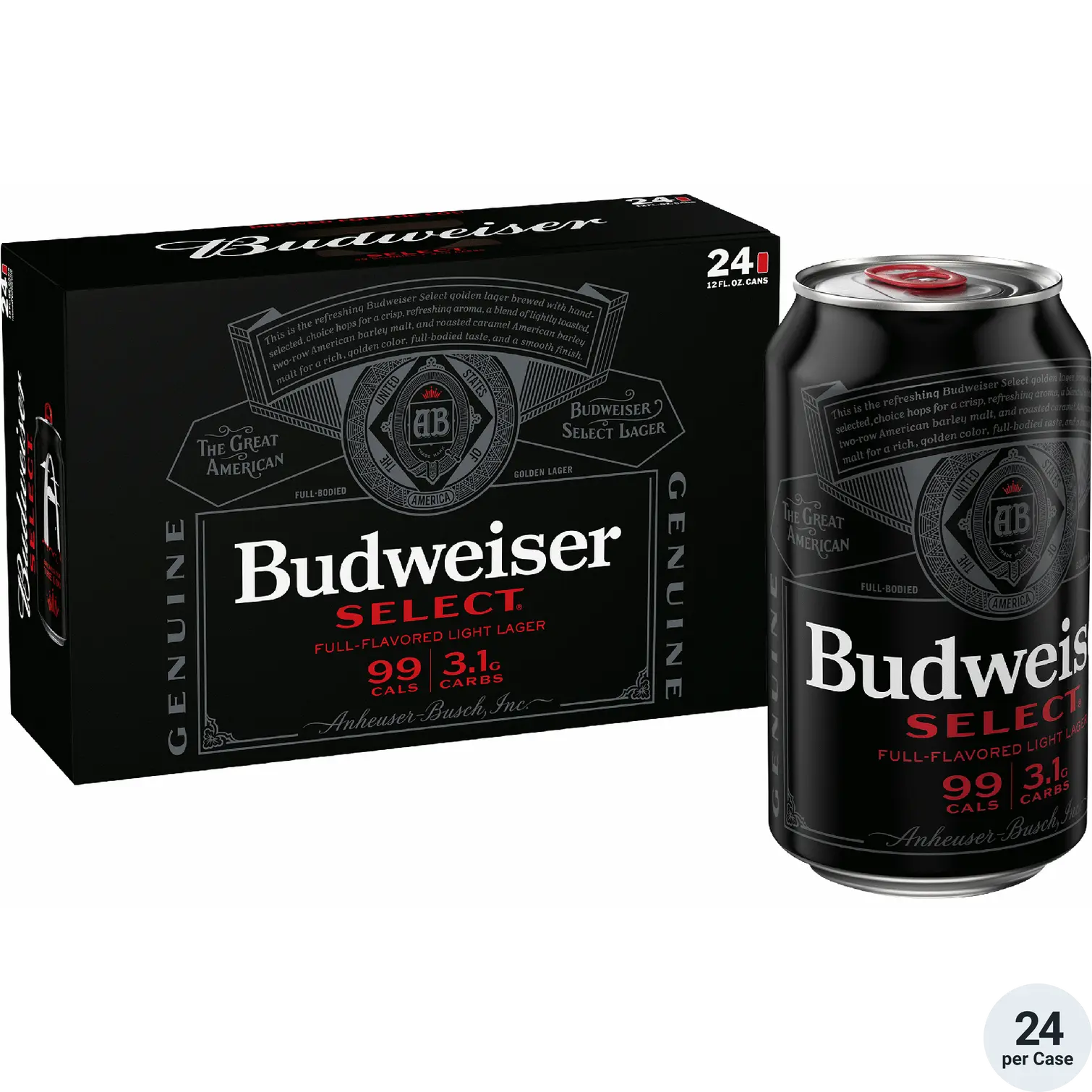 Budweiser Select American Light Beer 24-12oz Cans